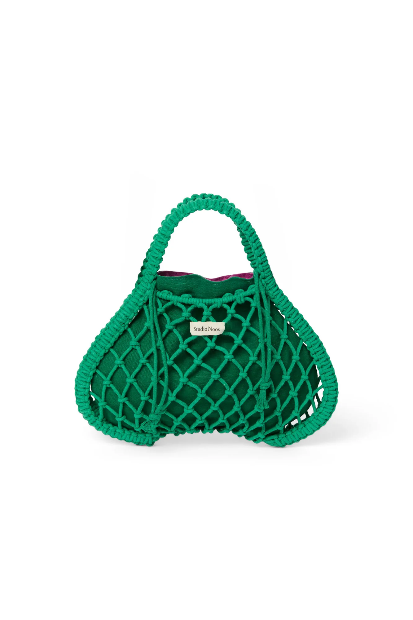 Wende-Inlay in Lila-Grün | Mini-Handtasche aus Makramee in Grün mit - Image 4