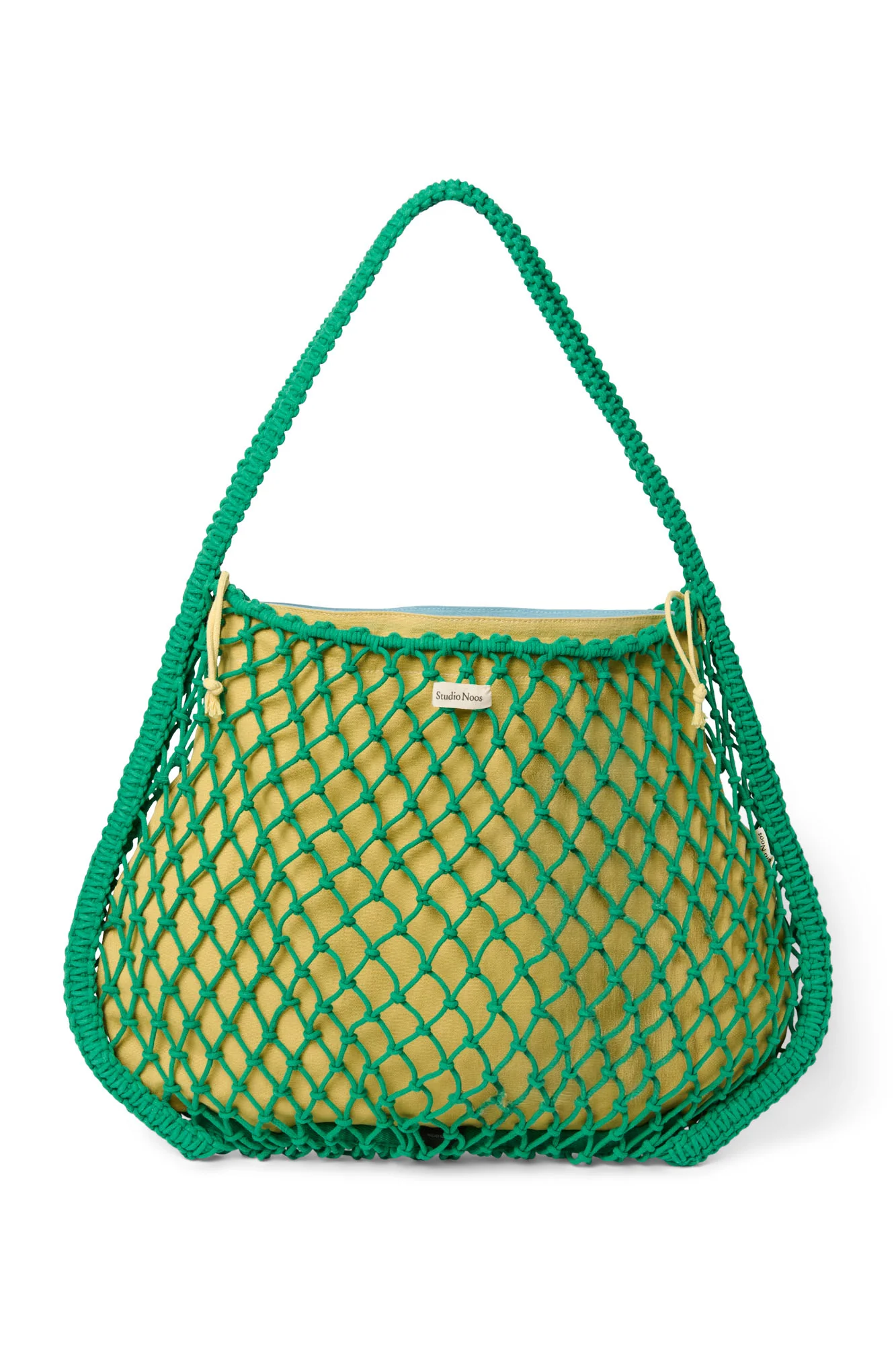 Wende-Inlay in Blau-Gelb | Macramé Mom-Bag in Grün mit - Image 3