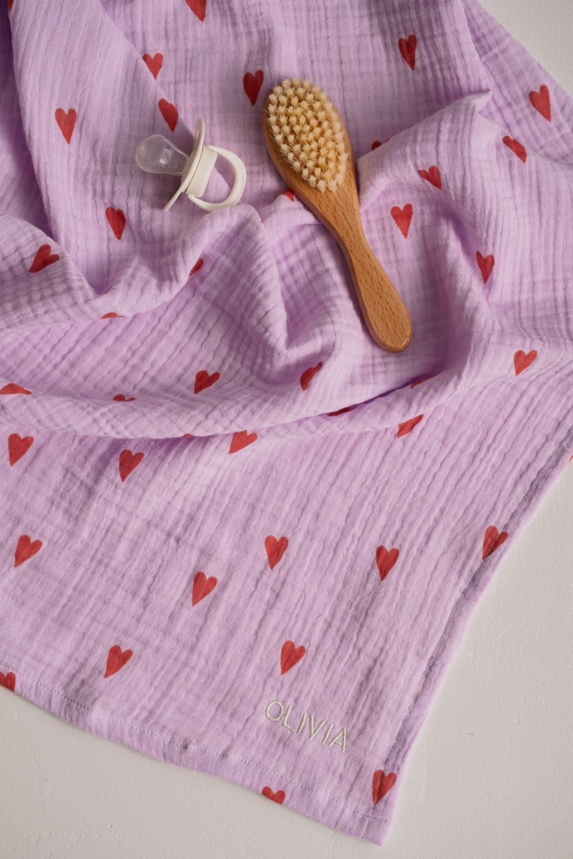 Mittlere Musselintücher mit Lila Hearts-Muster - Image 2